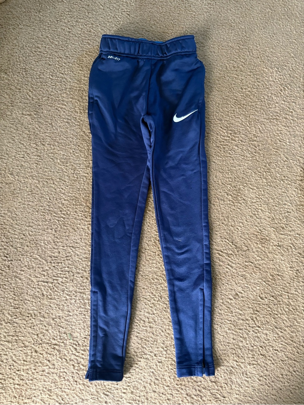 Nike Kids Blue Dri-FIT Leggings with White Swoosh